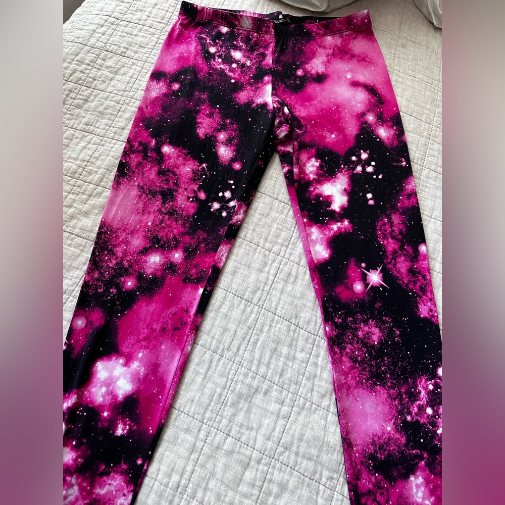 Pink Galaxy Print Leggings